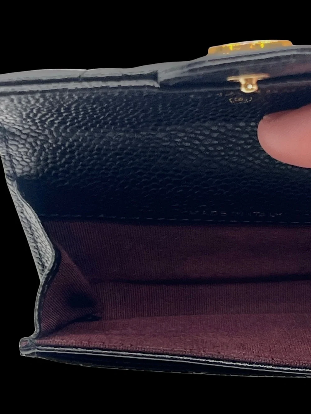 CHANEL Classic Flap Card Holder Business Card Case Caviar Black Auth